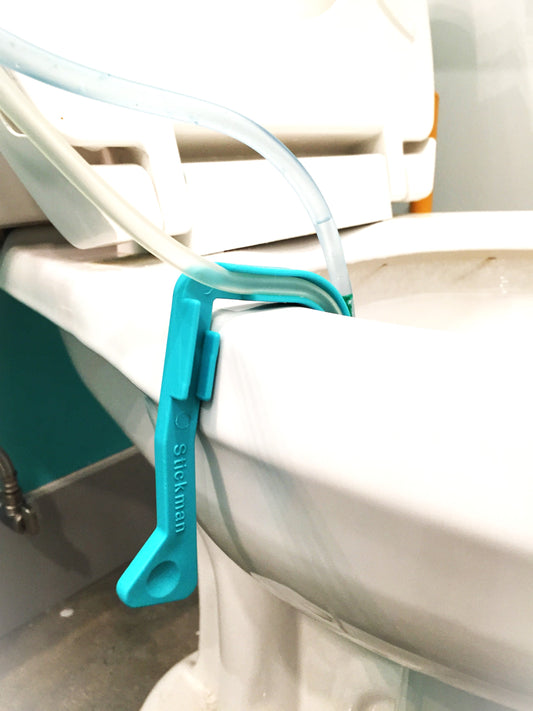 Drain-Away Toilet Clip for Peritoneal Dialysis